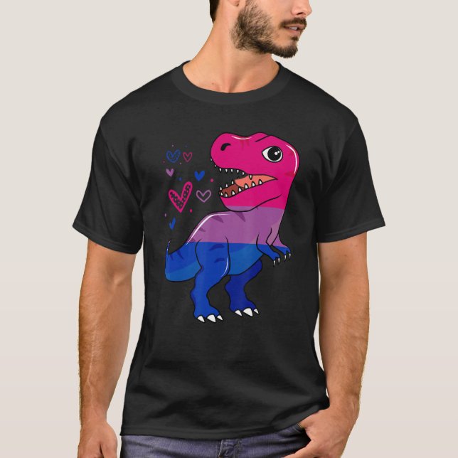 T-shirt Rex Dinosaur Bisexual Drapeau Bisexuality Pride Mo (Devant)