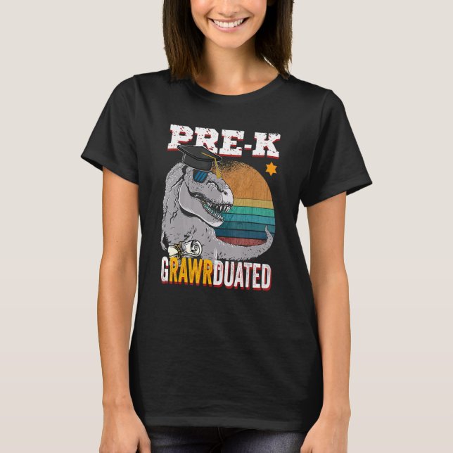 T-shirt Rex Dinosaure Graduation Pré K Rex Dinosaur Rawr P (Devant)