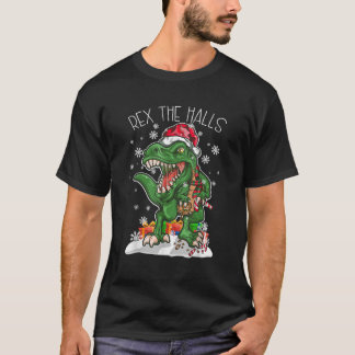 T-shirt Rex Les Halls Noël T Rex Chemise XMAS Dinosaur