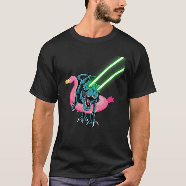 T-shirt Rex Oeil Laser Dans Flotte Flamant rose | Funny Ga (Devant)