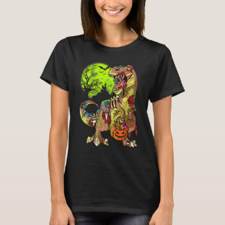 T-shirt Rex Zombie Halloween Garçons Enfants Citrouille Di