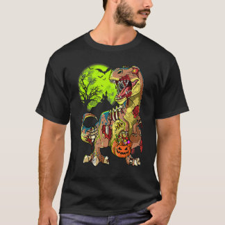 T-shirt Rex Zombie Halloween Garçons Enfants Citrouille Di