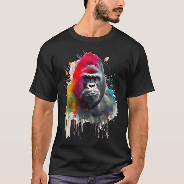 T-shirt Rey de la Selva: Majestuoso Gorila Espalda Platead (Devant)