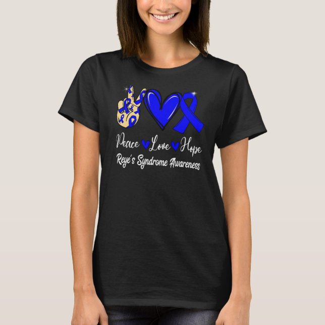 T-shirt Reyeu2019s Syndrome Awareness Peace Love Hope Blue (Devant)