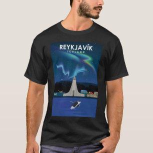 T-shirt Reykjavik Illuminations du nord de l'Islande Affic