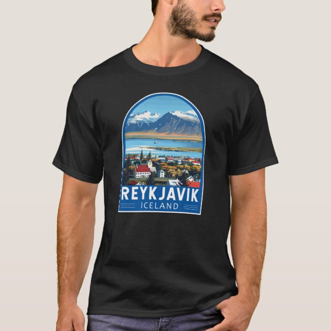 T-shirt Reykjavík Islande Travel Art Vintage (Devant)
