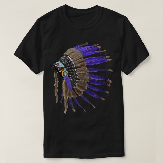 T-shirt Rez Amérindiens Plumes de crâne de buffle Indien (Design devant)