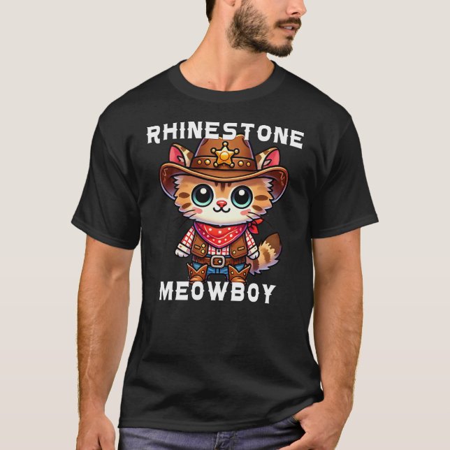 T-shirt RhineStone Meowboy Cat (Devant)