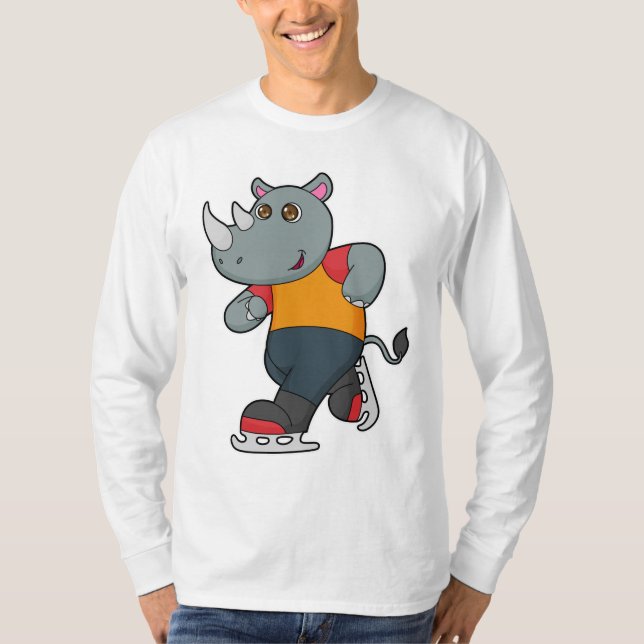 T-shirt Rhino at Ice skating with Ice skates (Devant)