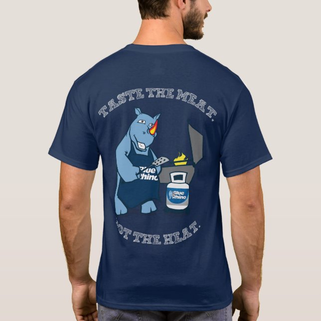 T-shirt Rhino Bleu "Goûtez la Viande" Hommes (Dos)
