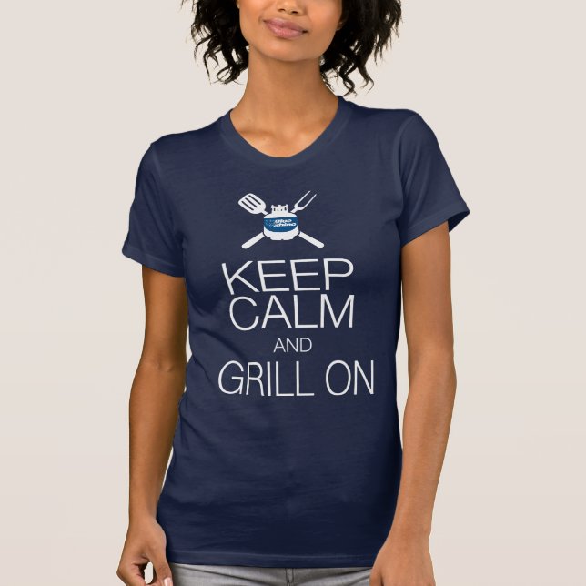 T-shirt Rhino Bleu "Restez Calme, Grill On" (Devant)