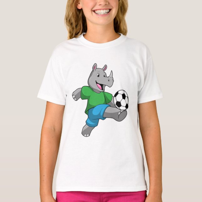 T-shirt Rhino comme joueur de football avec Soccer (Devant)
