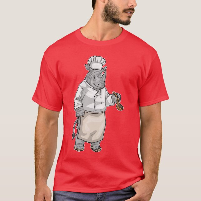 T-shirt Rhino Cook Cooking spoon Cooking (Devant)