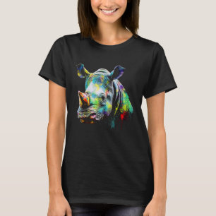 T-shirt Rhino Lover Artwork animal coloré Motif Rhino 1