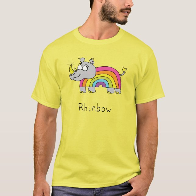 T-shirt Rhino Rainbow Funny Kids (Devant)