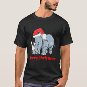 T-shirt Rhino Santa Hat Joyeux arbre de Noël Pajama Vacati