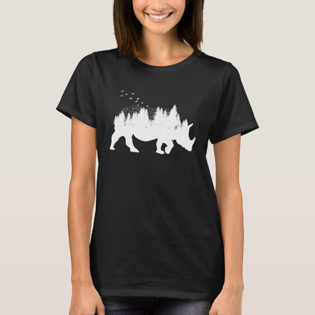 T-shirt Rhinoceros Artsy Forest Animal Wildlife Wanderlust (Devant)