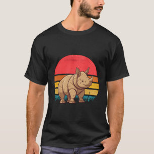 T-shirt Rhinoceros Coucher de soleil Rétro Design Vintage