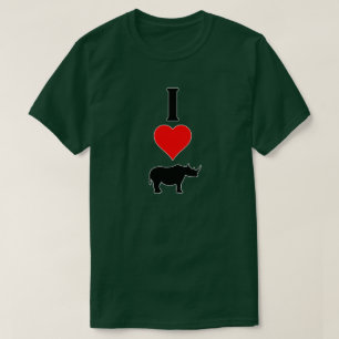 T-shirt Rhinoceros Lover "I Love (Heart Rhinos)" Animal
