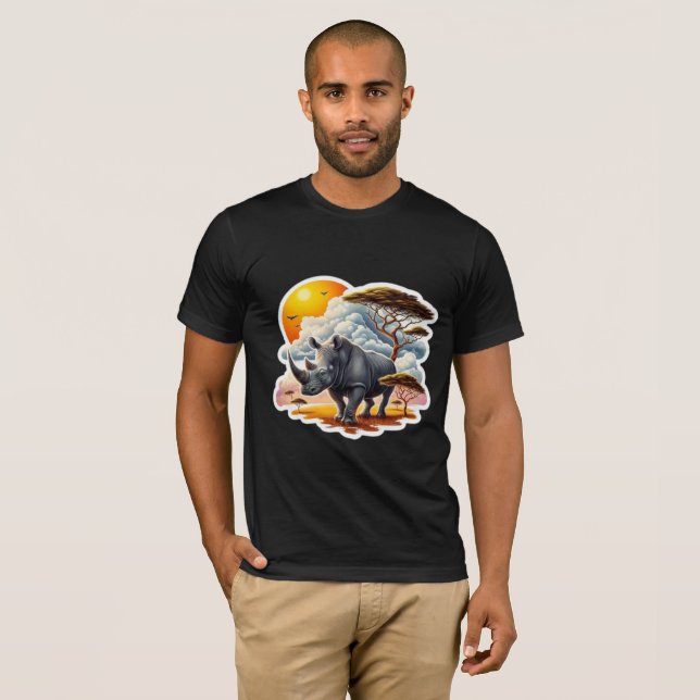 T-SHIRT RHINOCEROS NOIR 10 (Devant entier)