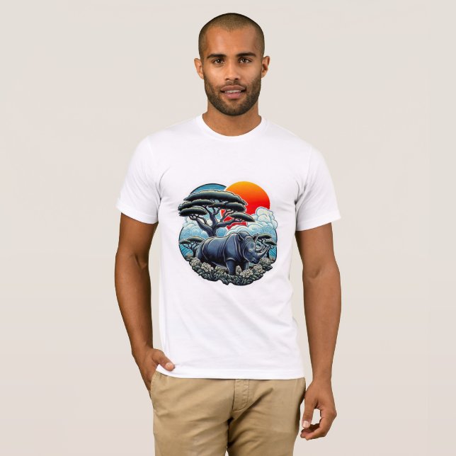 T-SHIRT RHINOCEROS NOIR 7 (Devant entier)