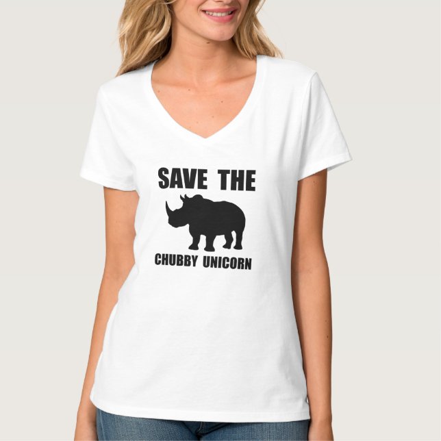 T-shirt Rhinocéros potelé de licorne (Devant)