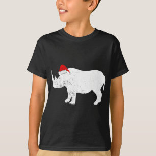 T-shirt Rhinoceros Santa Hat - Pyjama de Noël