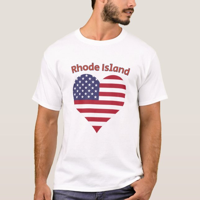 T-shirt Rhode Island American Flag Heart (Devant)