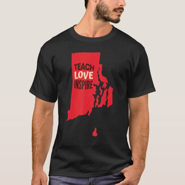 T-shirt Rhode Island Enseignant, Amour, Inspirer (Devant)