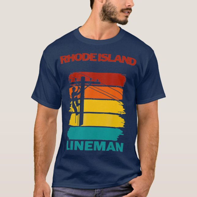 T-shirt Rhode Island Lineman Sunset Electricien (Devant)