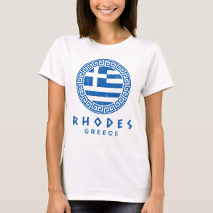 T-shirt Rhodes, Grèce Design en détresse Blanc féminin