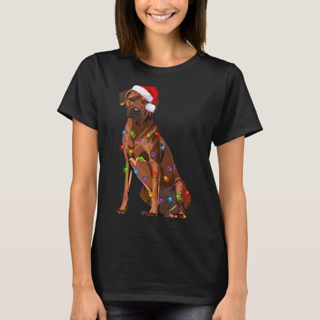 T-shirt Rhodesian Ridgeback Christmas Lights Xmas Dog Love (Devant)