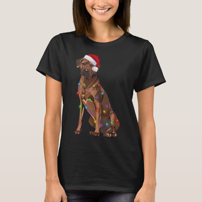 T-shirt Rhodesian Ridgeback Noël Lumières Noël Chien de No (Devant)