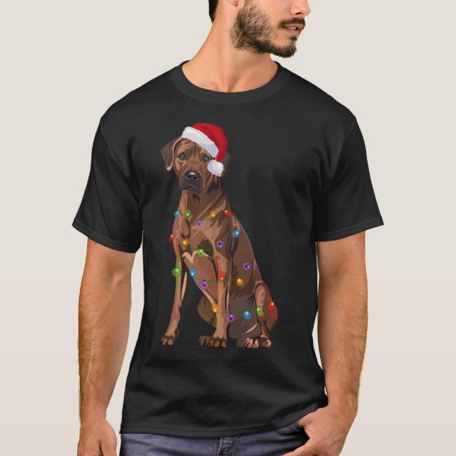 T-shirt Rhodesian Ridgeback Noël Lumières Noël Chien de No (Devant)