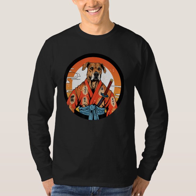 T-shirt Rhodesian Ridgeback Samurai Funny Chien Guerrier (Devant)