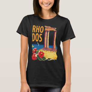 T-shirt Rhodos Grèce Temple Ancien Jaune Voyage