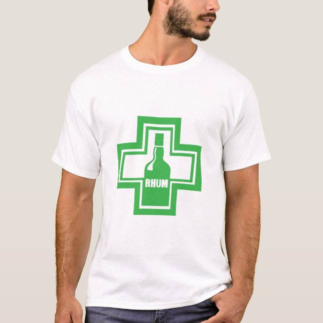 T-shirt rhum croix pharmacie humour alcool (Devant)