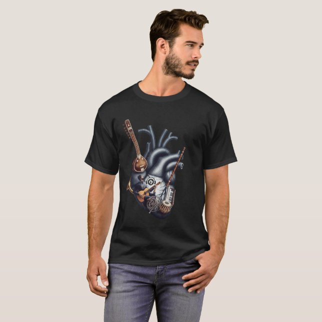 T-shirt Rhythm of the Soul: Anatomical Heart & Musical  (Devant entier)