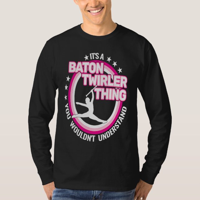 T-shirt rhythmic gymnastics  baton twirling retro for girl (Devant)