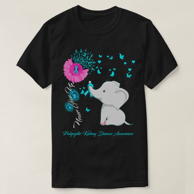 T-shirt Ribb de sensibilisation aux maladies du rein polyk (Design devant)