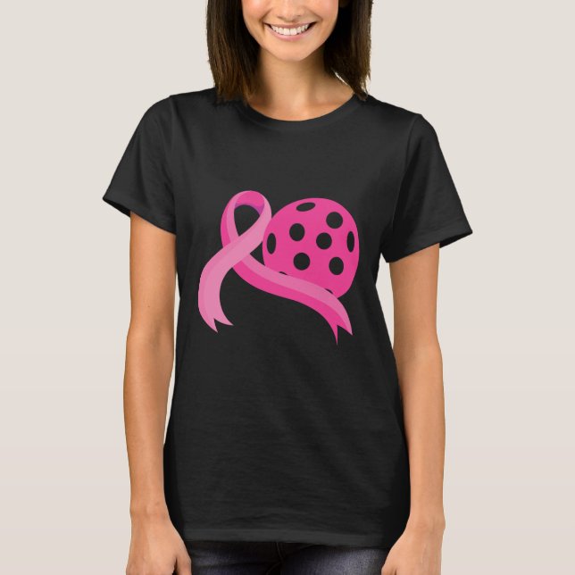 T-shirt Ribbon Coeur rose Pickleball Cancer du sein Décern (Devant)