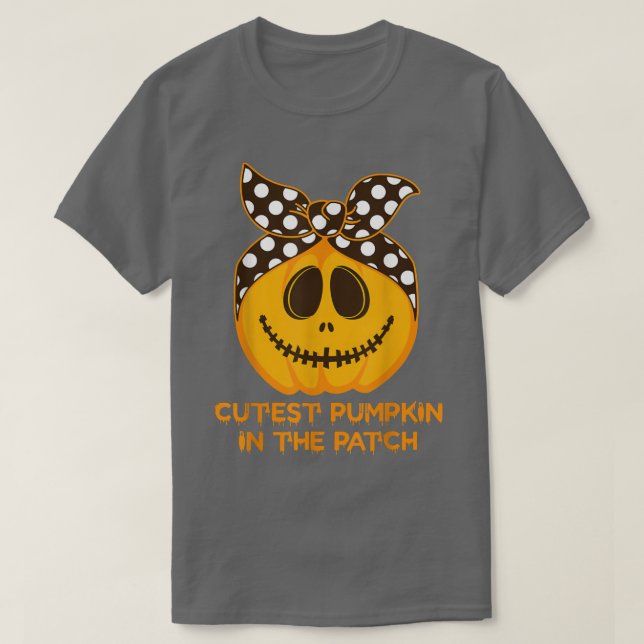 T-shirt Ribbon Cutest Pumpkin In The Patch Costume Spooky  (Design devant)
