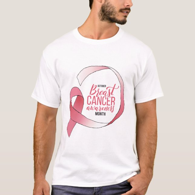 T-shirt Ribbon de dessin du cancer du sein rose Mois BCA (Devant)