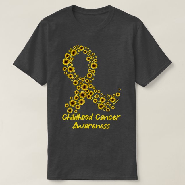 T-shirt Ribbon de tournesol jaune Sensibilisation au cance (Design devant)