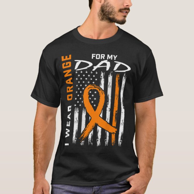 T-shirt Ribbon Papa Leukemia Sensibilisation Drapeau Améri (Devant)