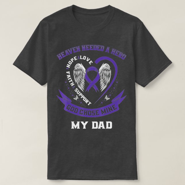 T-shirt Ribbon pourpre Alzheimer Sensibilisation Papa aile (Design devant)