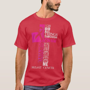 T-shirt Ribbon rose Cancer du sein Survivant Croix chrétie