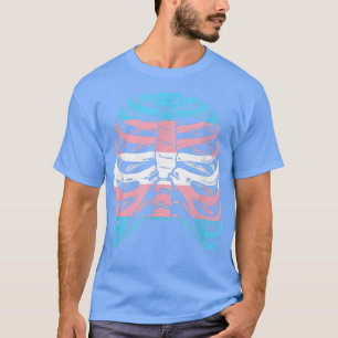 T-shirt Ribcage Fierté transgenre Trans Drapeau Squelette 