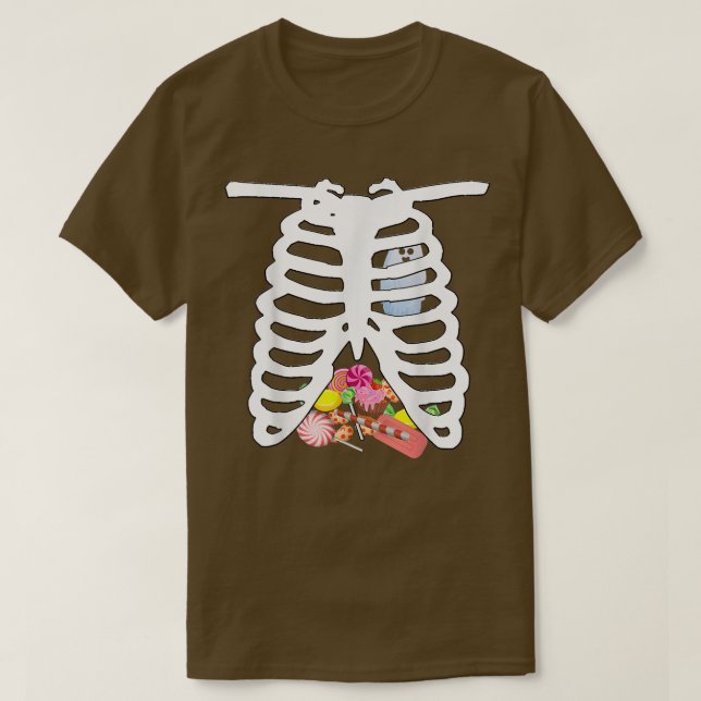 T-shirt RibCage Halloween Squelette costume Candy XRay Gif (Design devant)