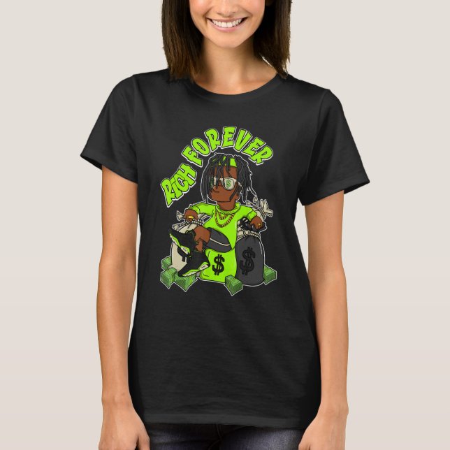 T-shirt Rich Forever Electric Green 6s Unisex Matching (Devant)